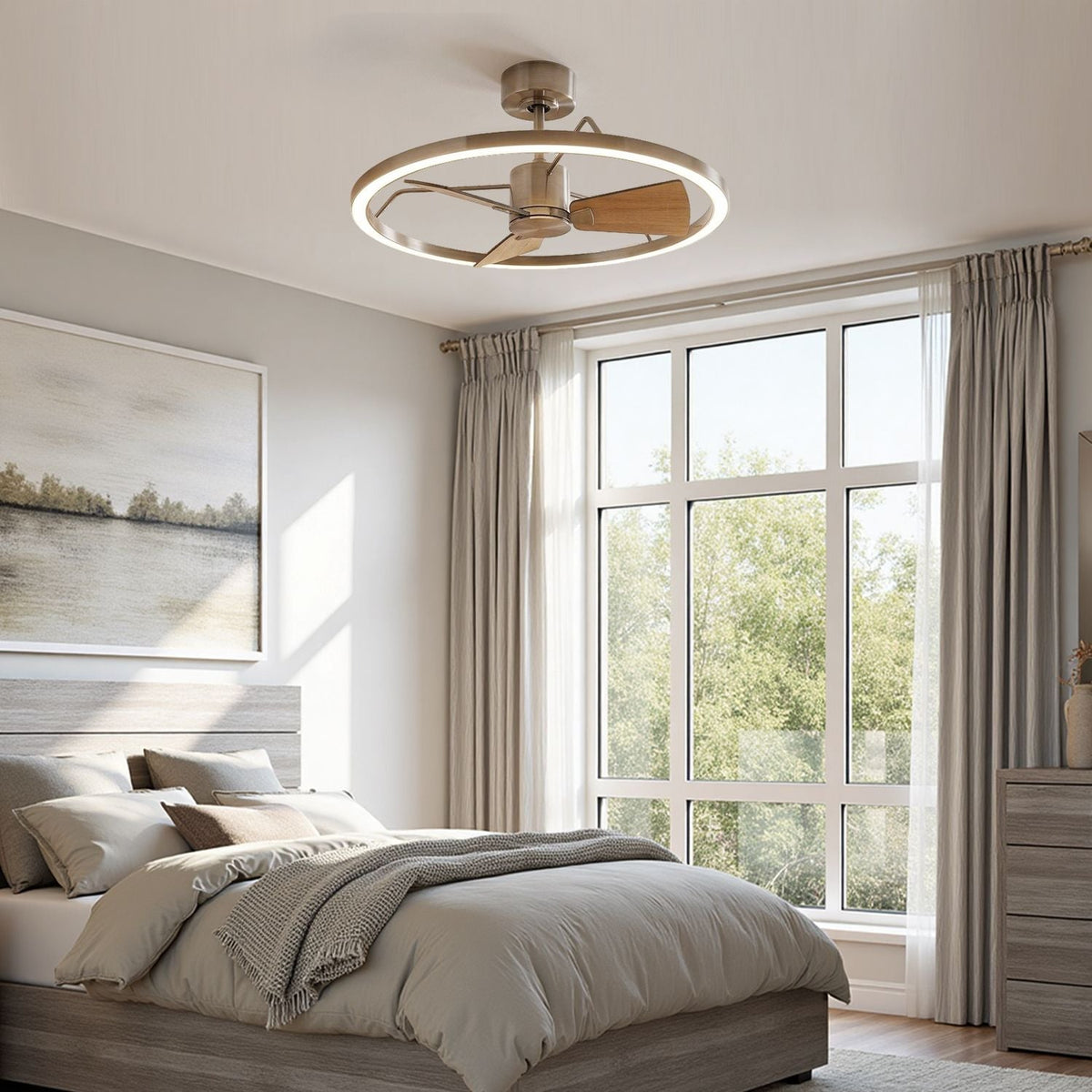 Plafonnier Ventilateur Anneau Laiton | Selo