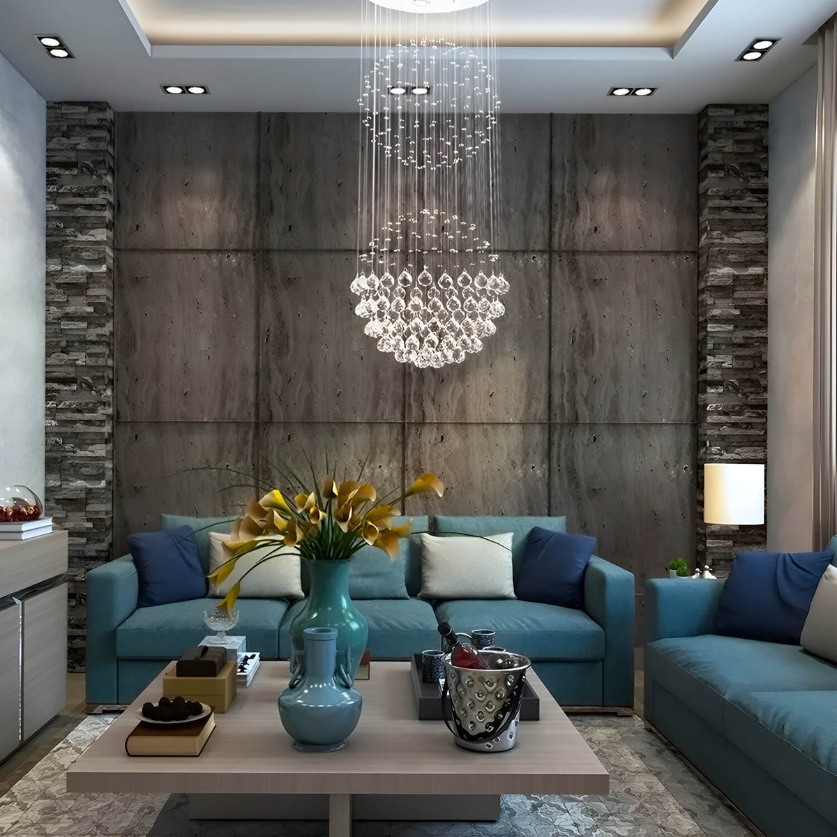 Lustre Double Sphère Cristal K9 | Ala