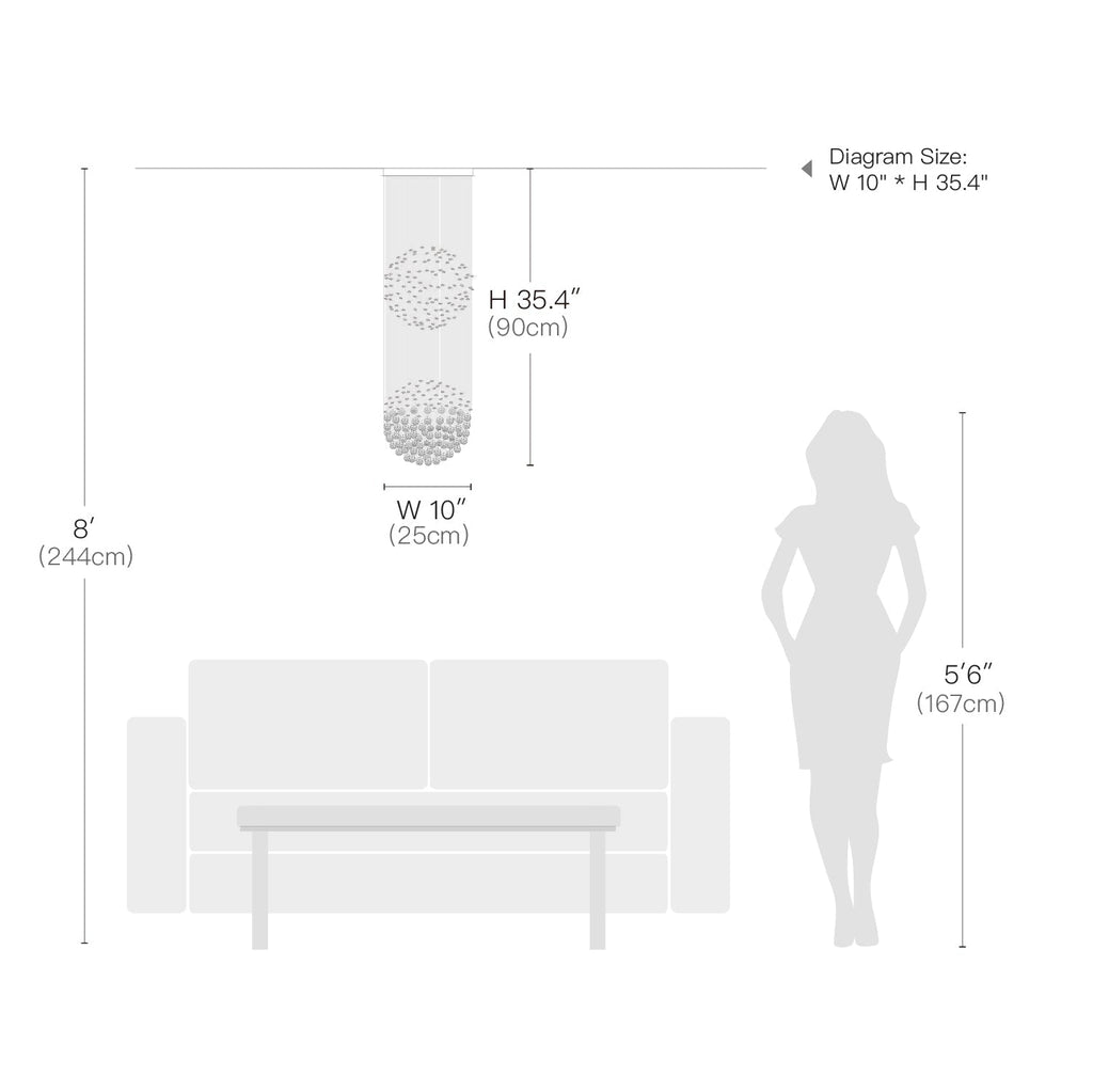 Lustre Double Sphère Cristal K9 | Ala