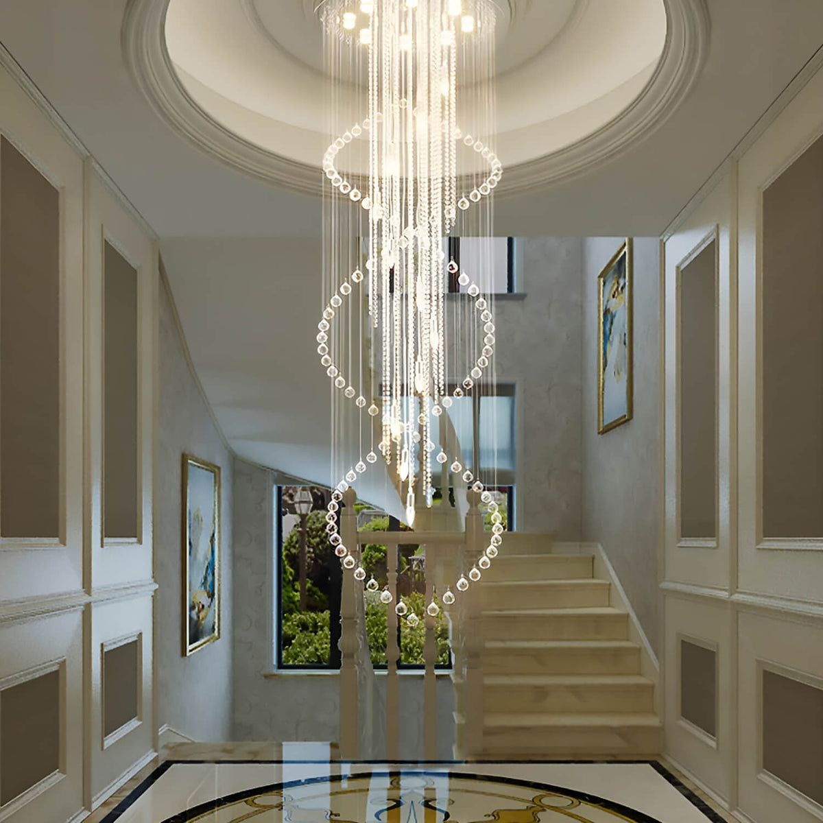 Lustre Double Spirale Cristal Gouttes | Imo