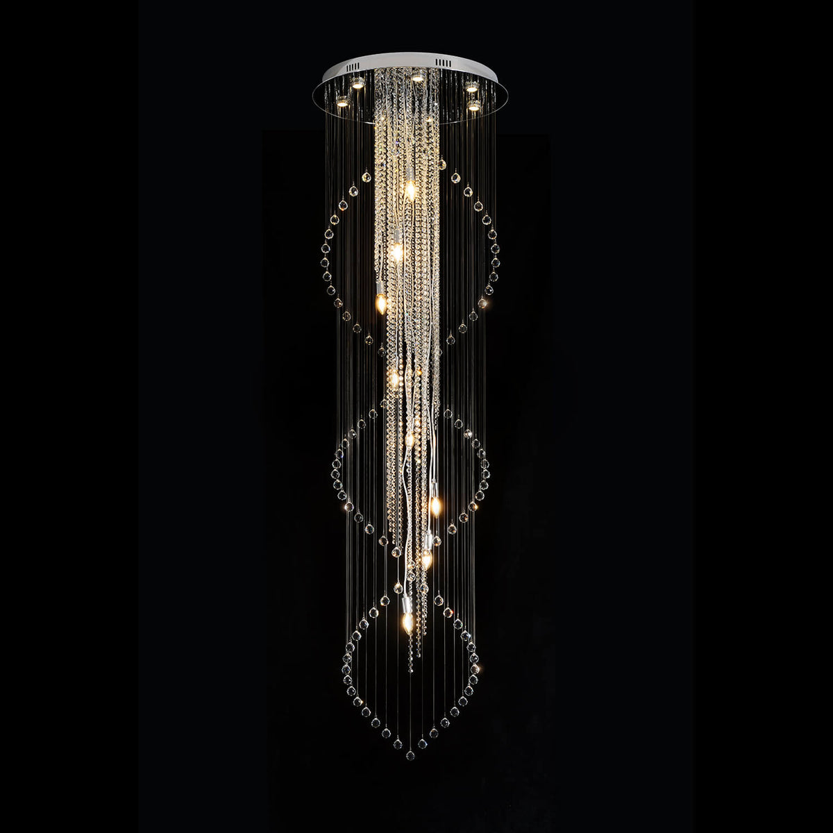 Lustre Double Spirale Cristal Gouttes | Imo