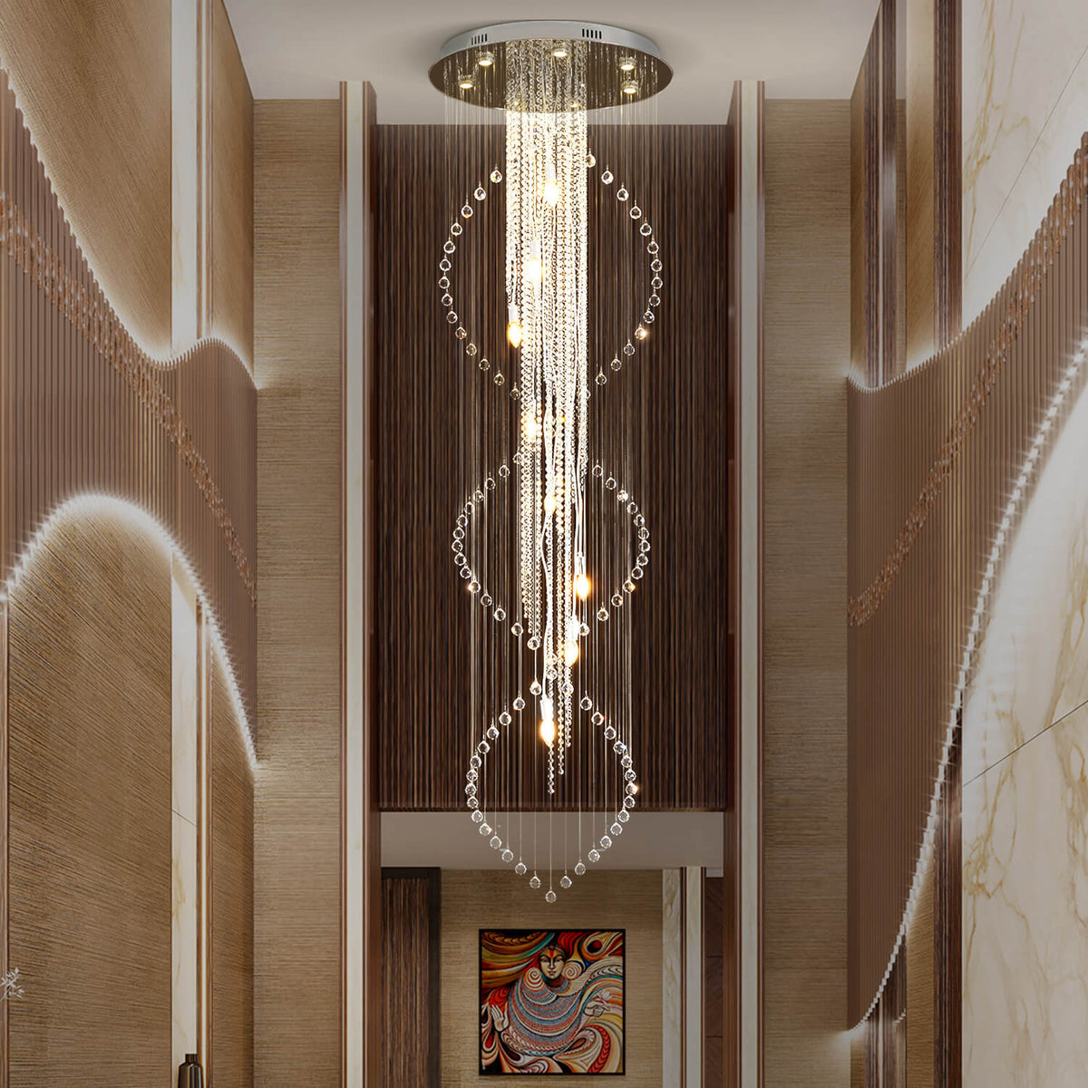 Lustre Double Spirale Cristal Gouttes | Imo