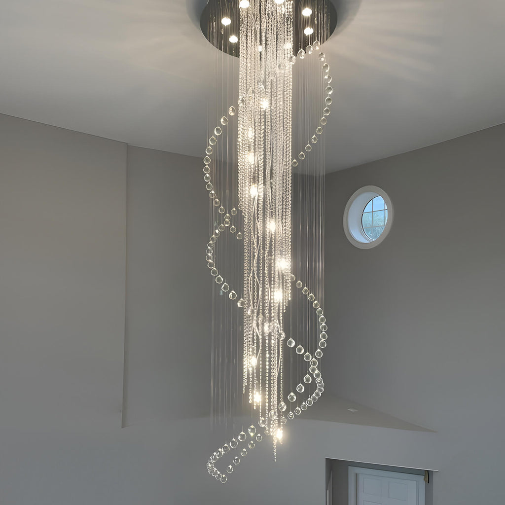 Lustre Double Spirale Cristal Gouttes | Imo