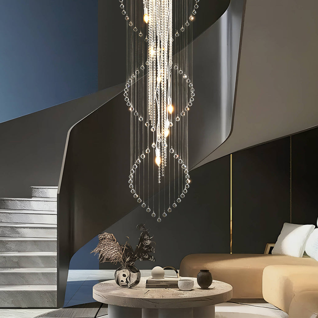 Lustre Double Spirale Cristal Gouttes | Imo