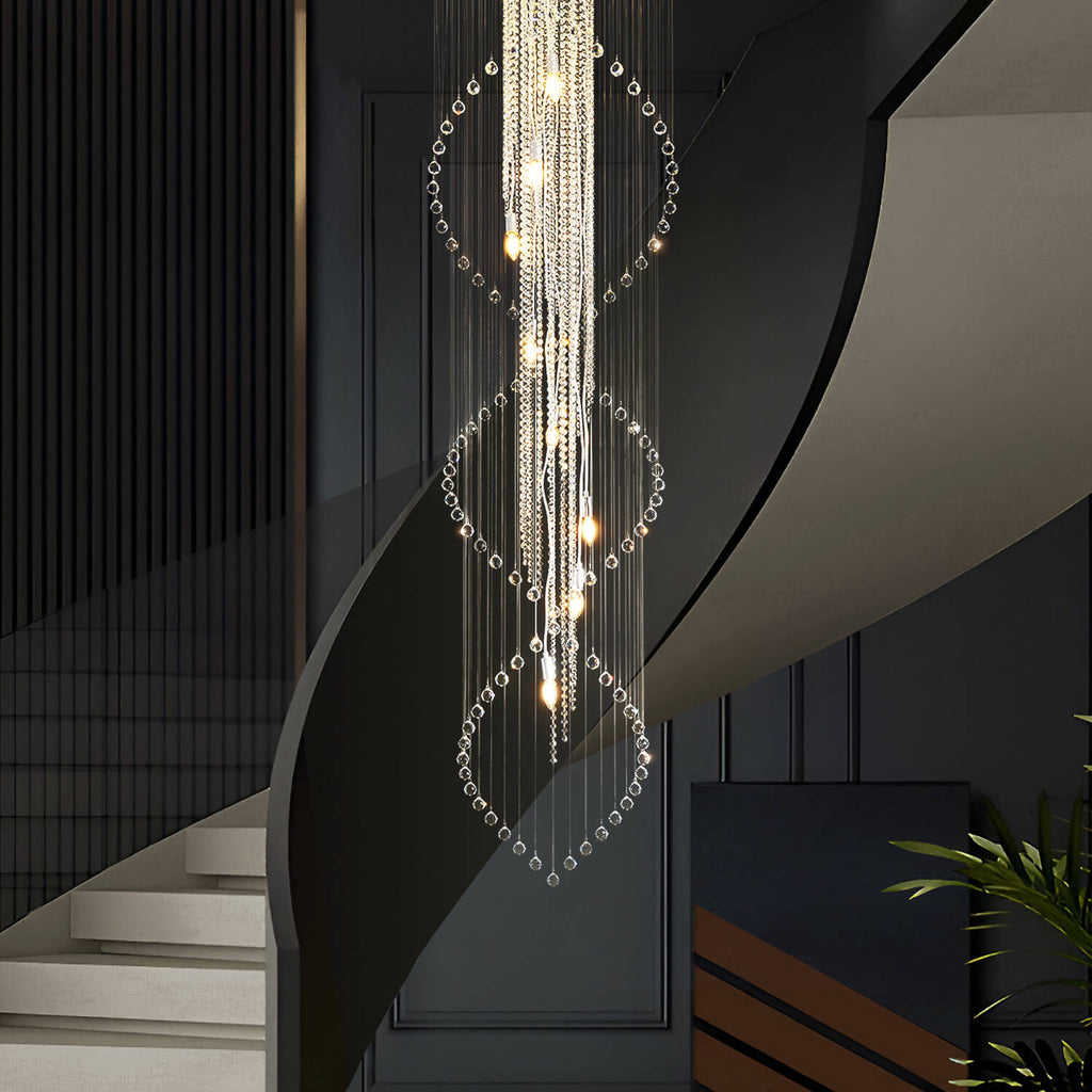 Lustre Double Spirale Cristal Gouttes | Imo