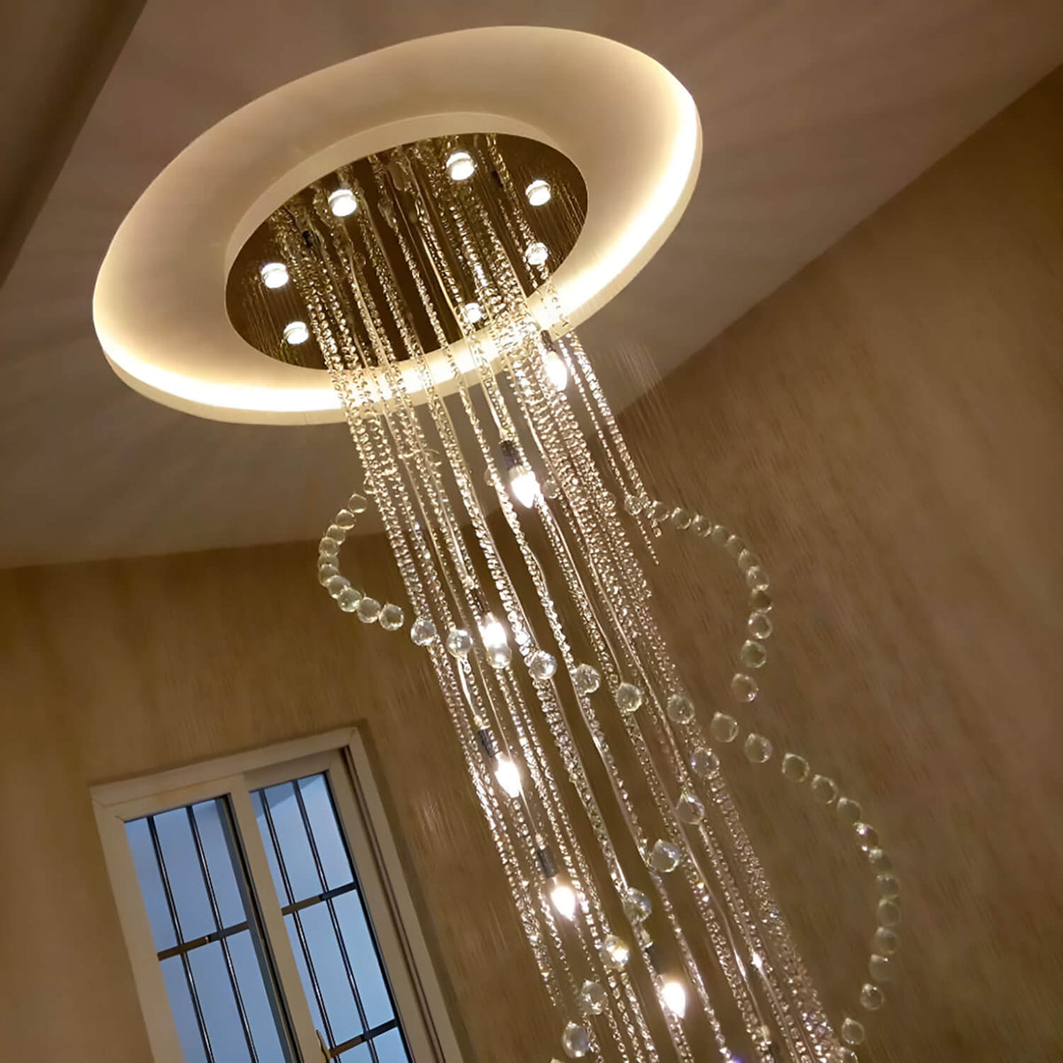 Lustre Double Spirale Cristal Gouttes | Imo