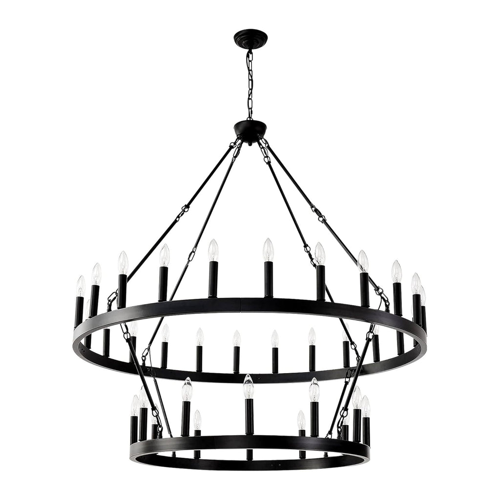 Lustre Double Niveau Industriel Noir | Mika
