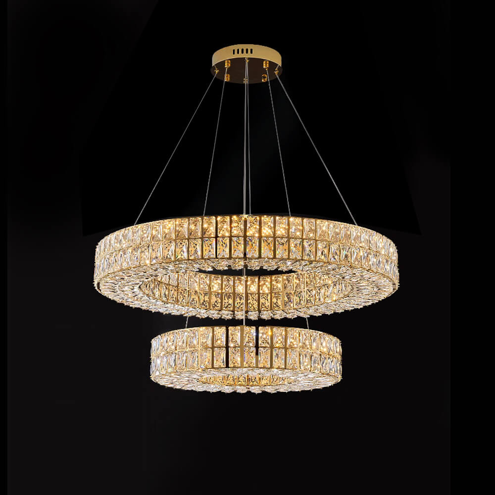 Lustre Cristal Doré Anneaux | Orvia