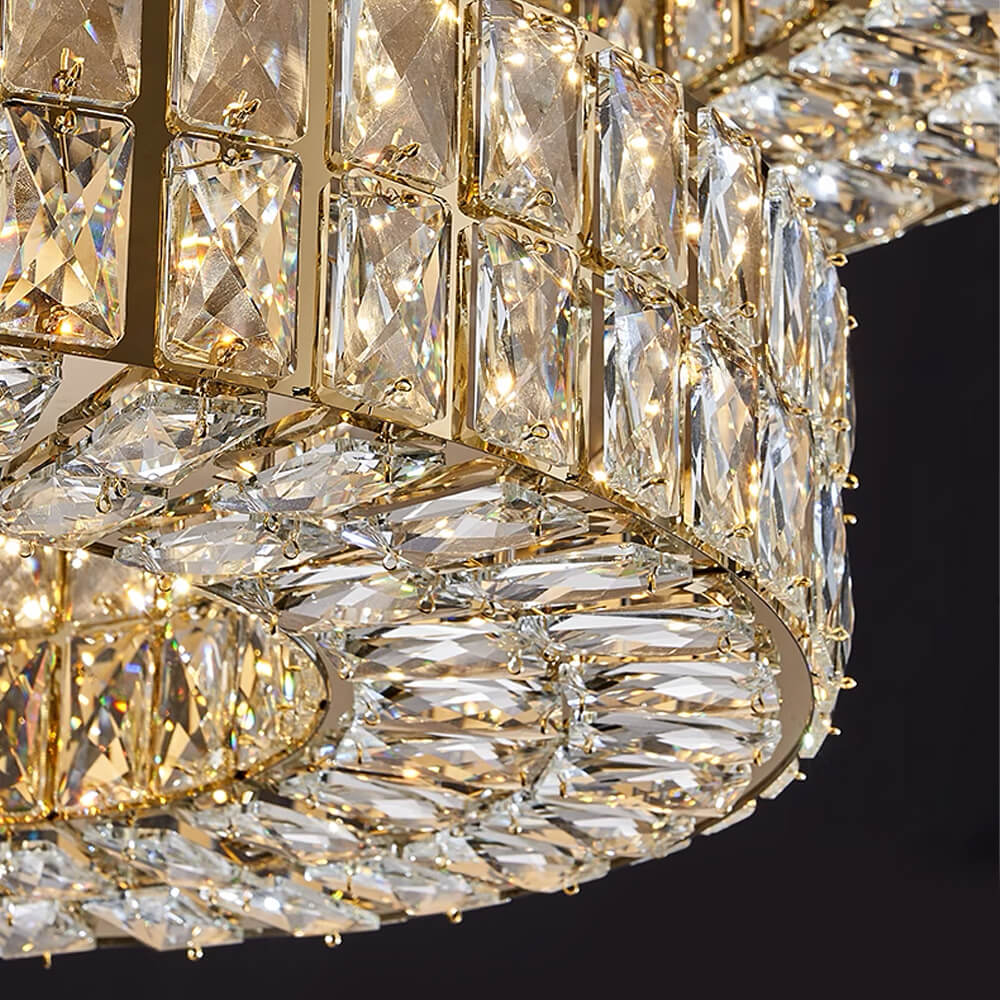 Lustre Cristal Doré Anneaux | Orvia