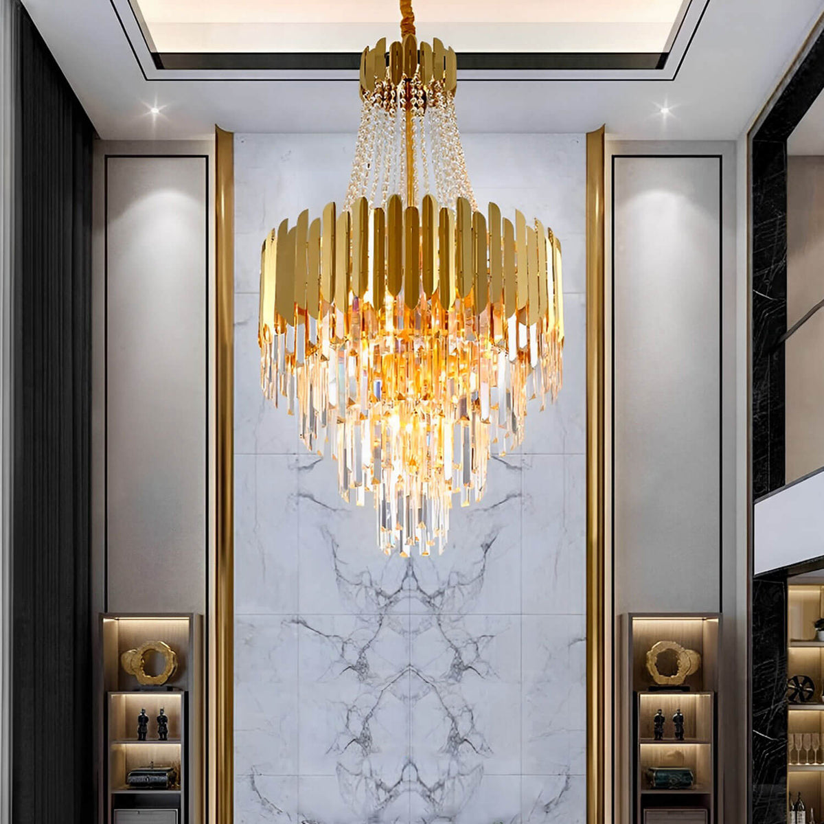 Lustre Cristal Doré Moderne | Reta