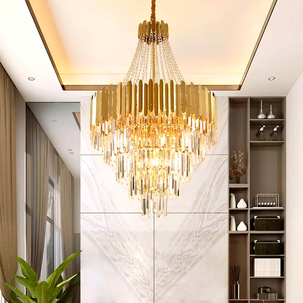 Lustre Cristal Doré Moderne | Reta
