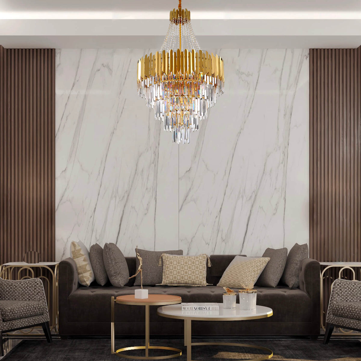 Lustre Cristal Doré Moderne | Reta