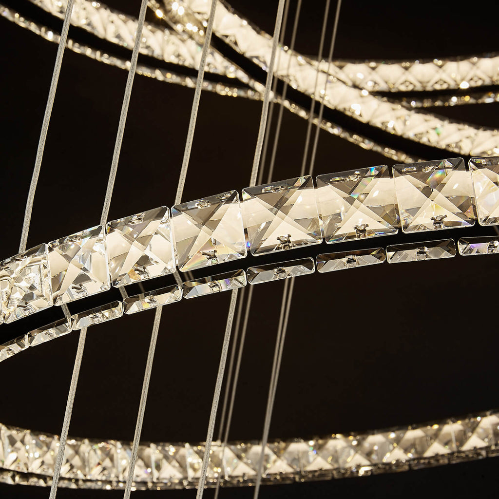 Lustre Multi-anneaux Cristal Moderne | Nari