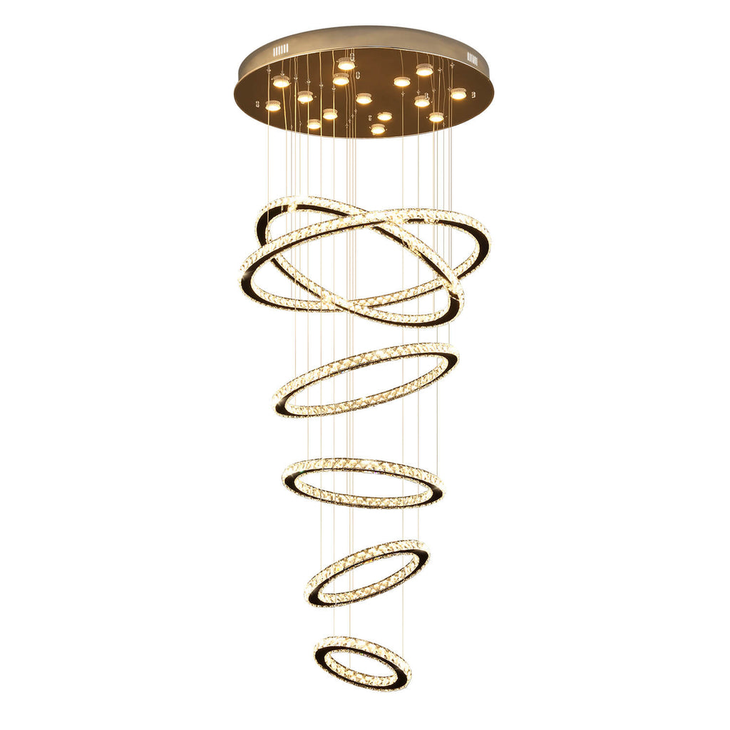 Lustre Multi-anneaux Cristal Moderne | Nari