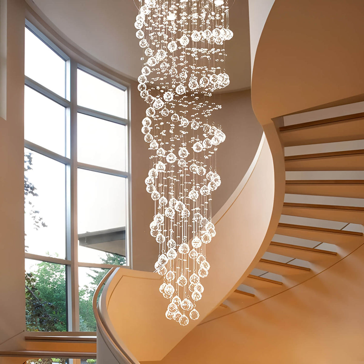 Lustre Double Spirale Cristal K9 Chrome | Mila