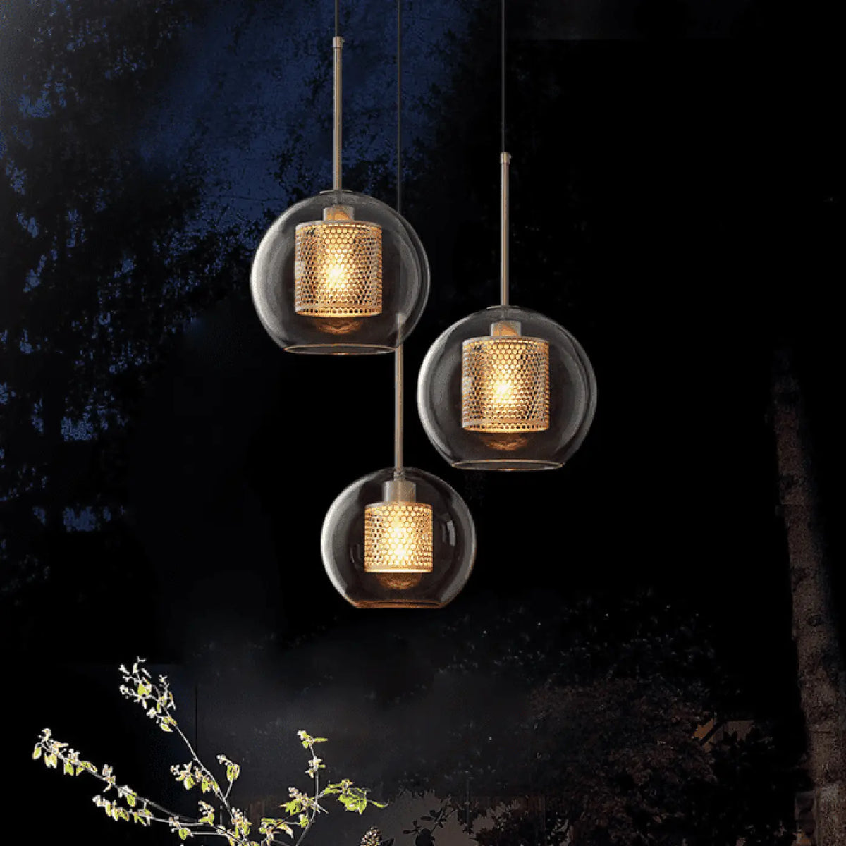 Lampe Suspendue Industrielle en Verre et Métal | Vika