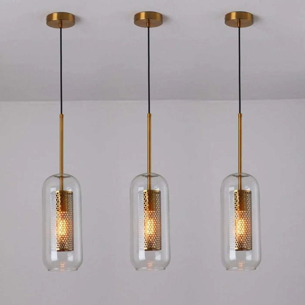 Lampe Suspendue Industrielle en Verre et Métal | Vika
