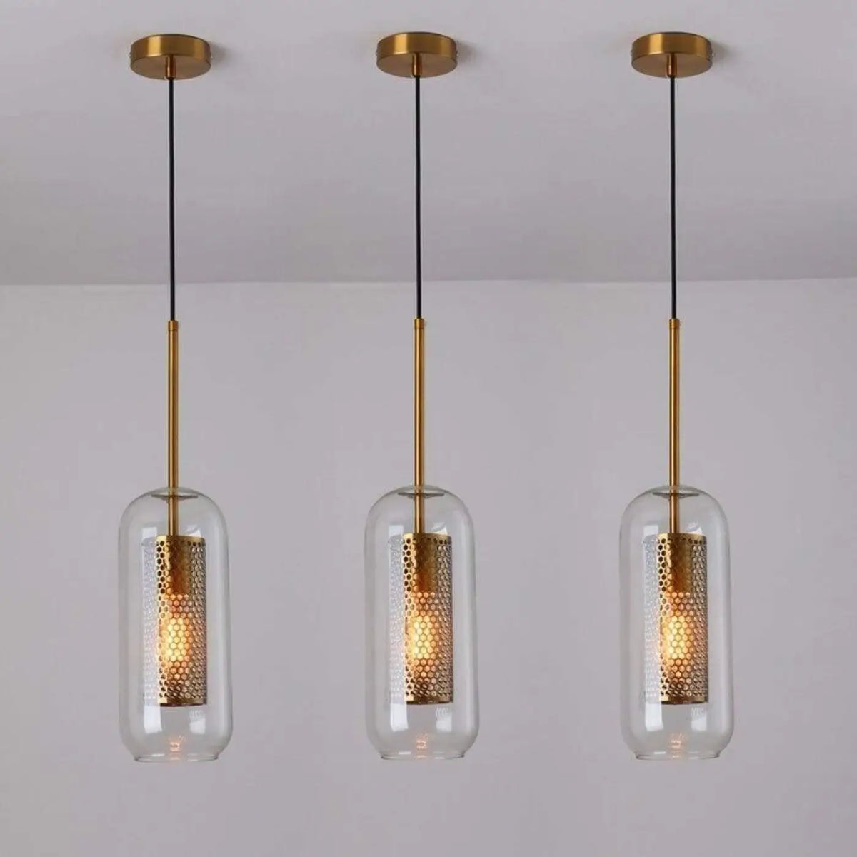 Lampe Suspendue Industrielle en Verre et Métal | Vika