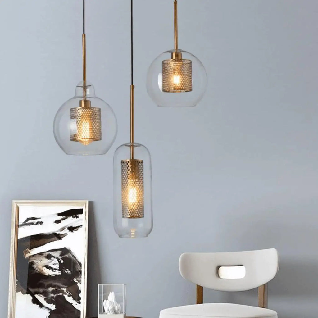 Lampe Suspendue Industrielle en Verre et Métal | Vika