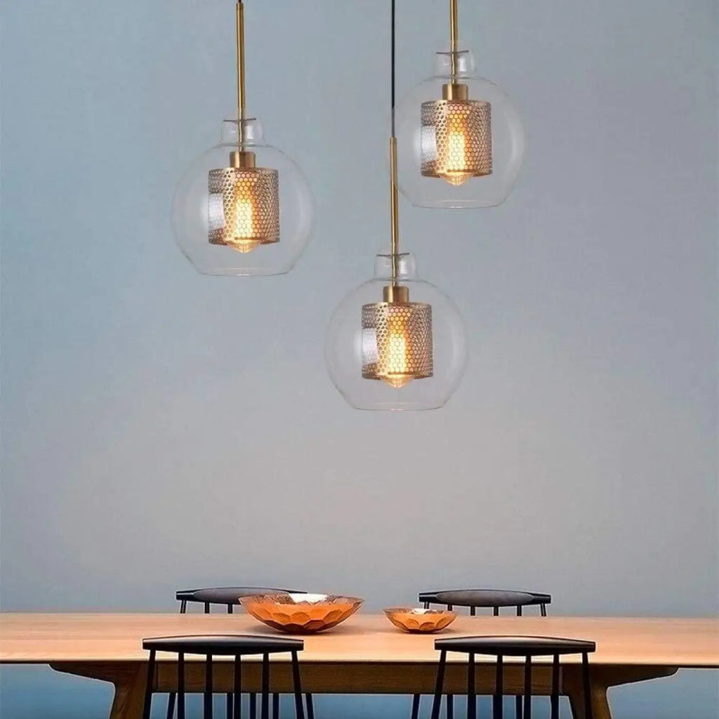 Lampe Suspendue Industrielle en Verre et Métal | Vika