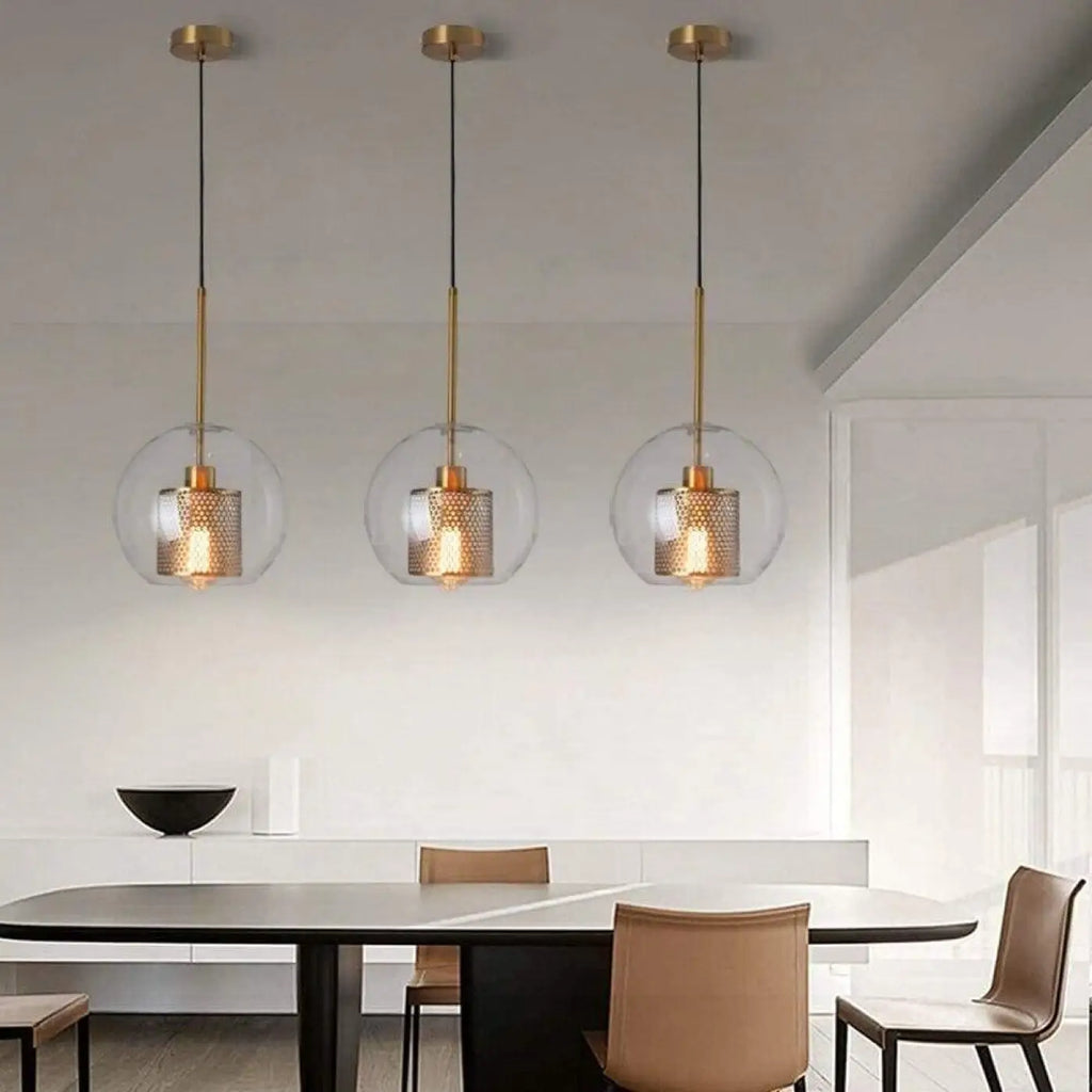 Lampe Suspendue Industrielle en Verre et Métal | Vika