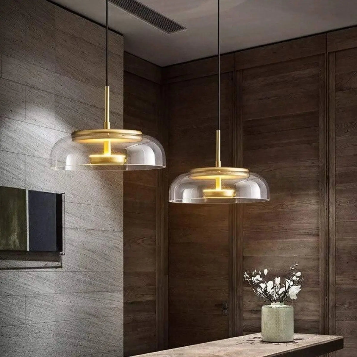 Lampe Suspendue en Verre Doré Vintage | Molo