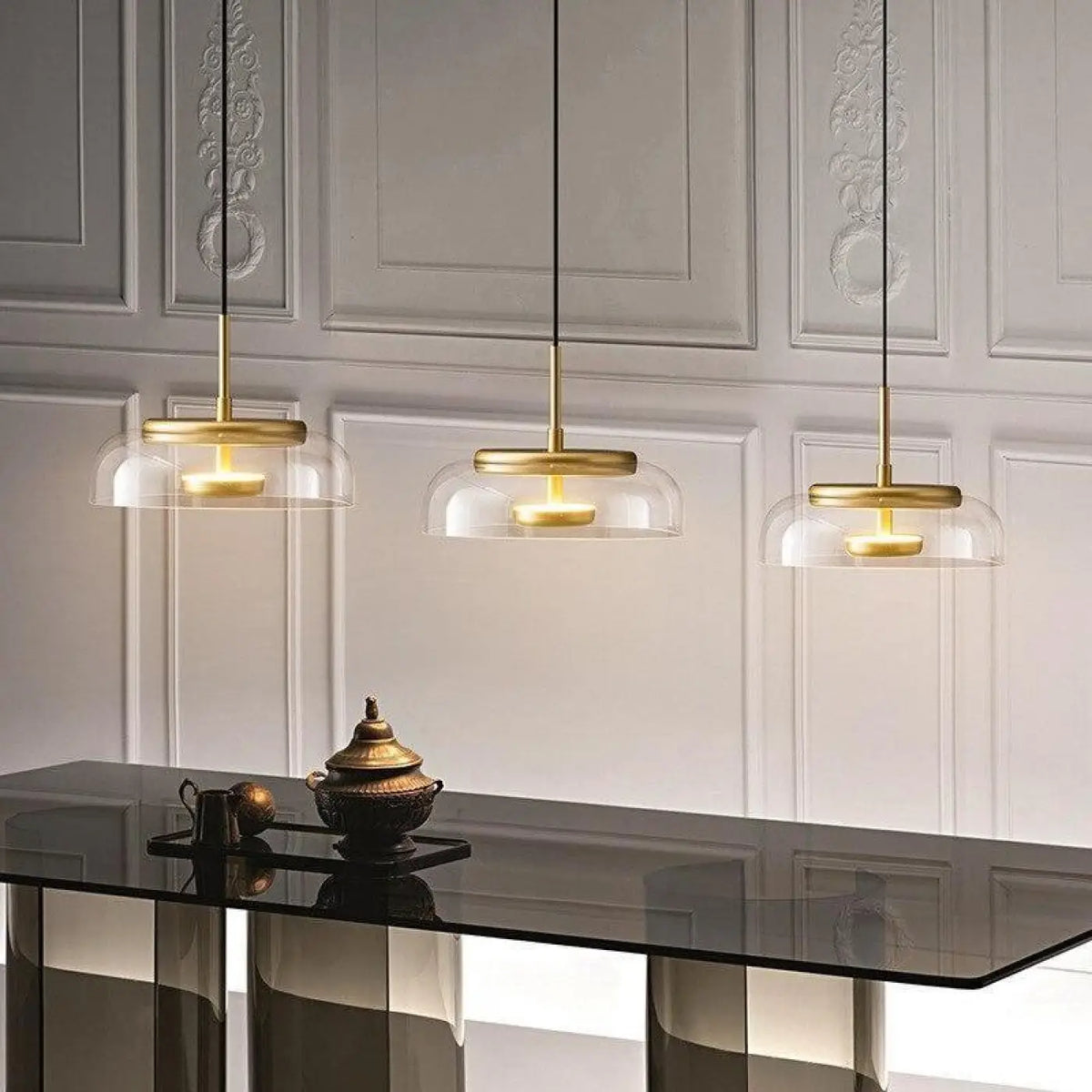 Lampe Suspendue en Verre Doré Vintage | Molo