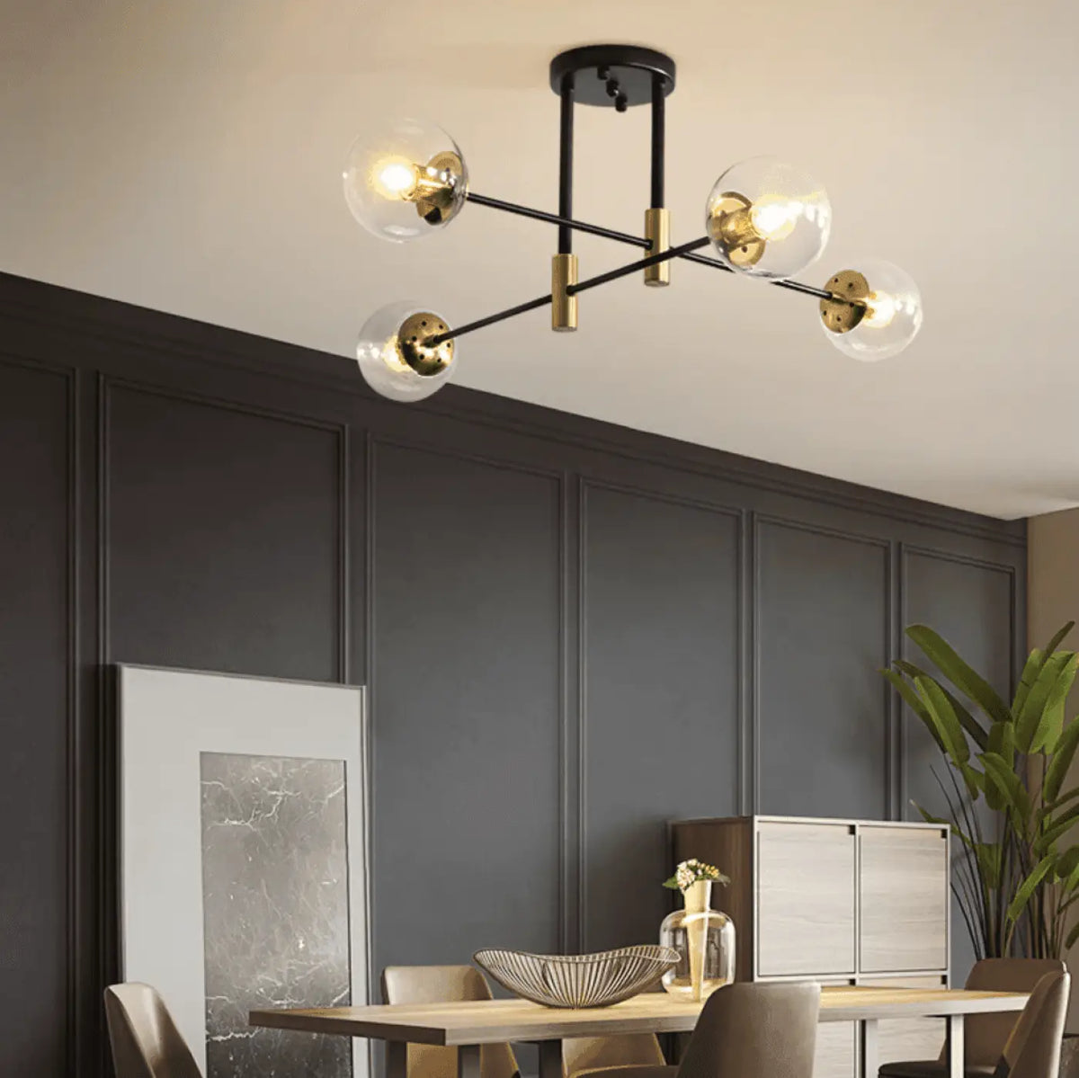 Plafonnier Boule en Verre Vintage Noir | Oro