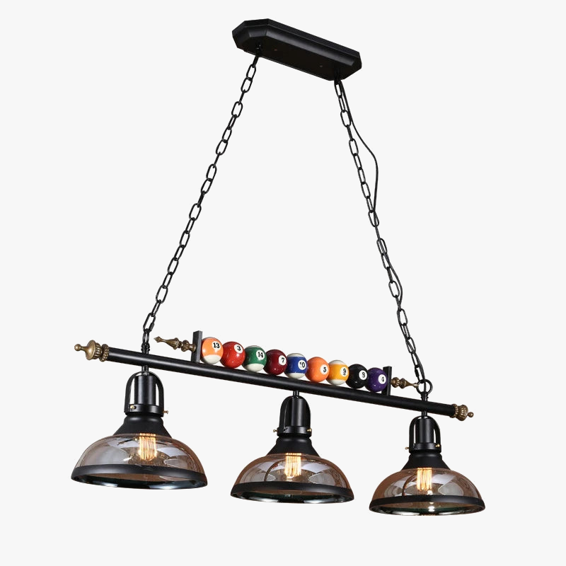 Lustre Billard Industriel en Verre et Métal Noir | Cera