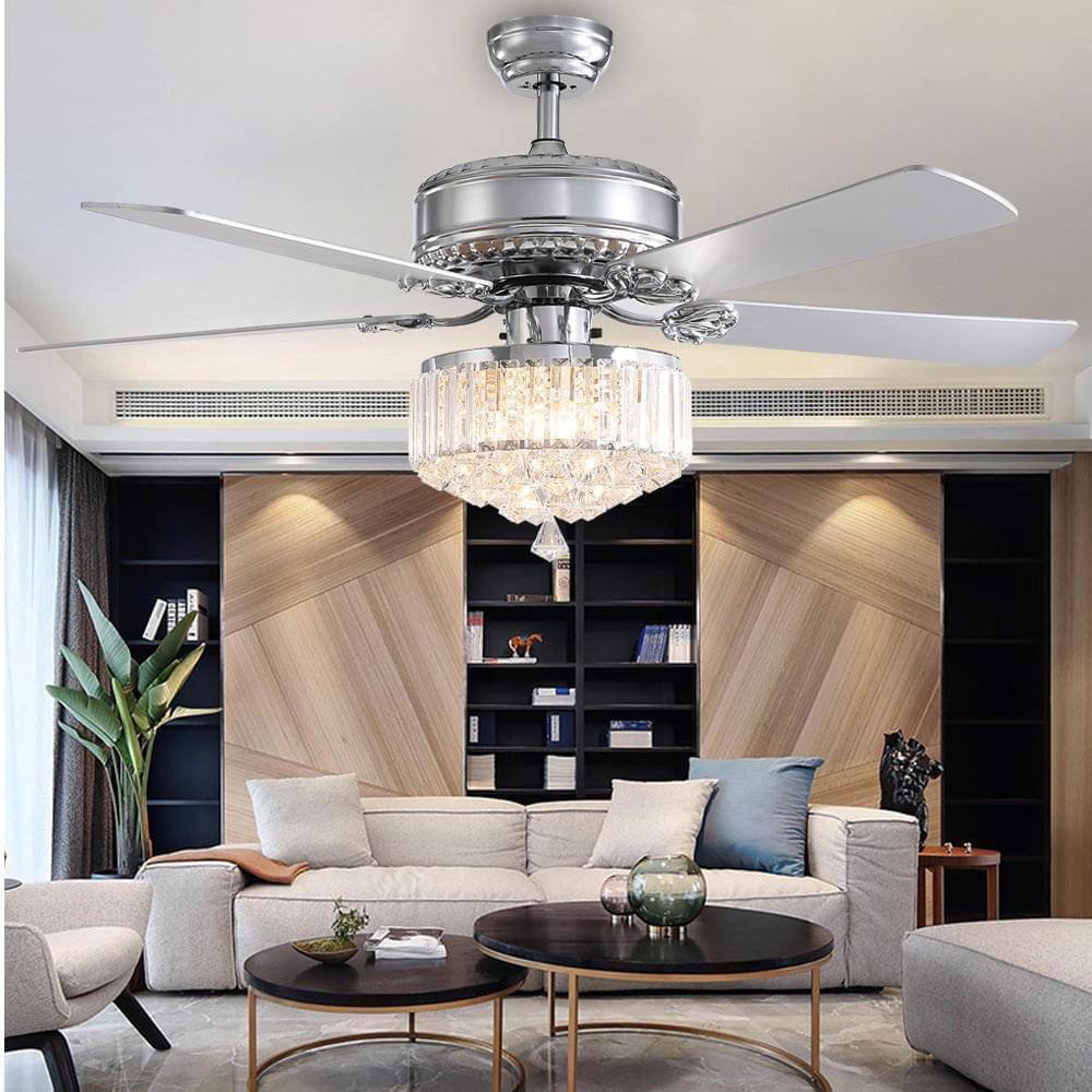 Plafonnier Ventilateur Cristal Chrome | Miro
