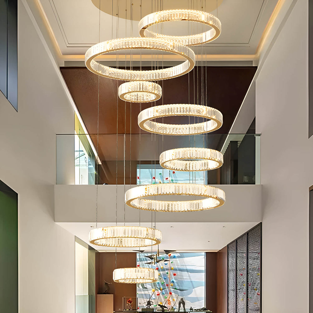Lustre Cristal Doré 8 Niveaux | Mamo