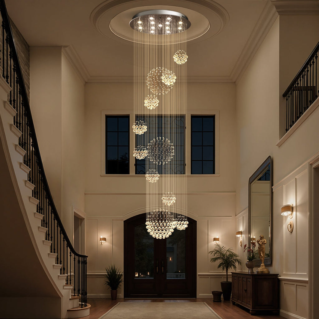 Lustre Spirale Cristal Chrome Galaxie | Gaka