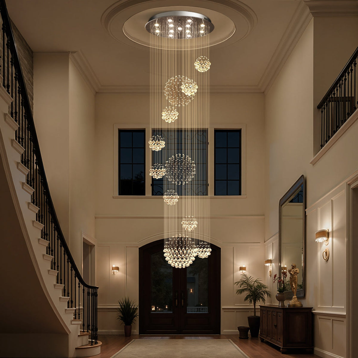 Lustre Spirale Cristal Chrome Galaxie | Gaka