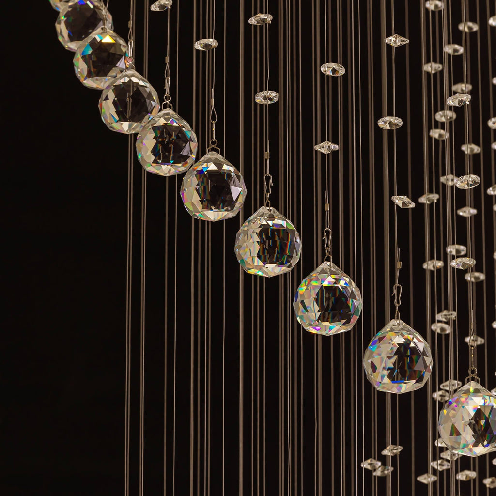 Lustre Spirale Métal Chrome Gouttes | Bela