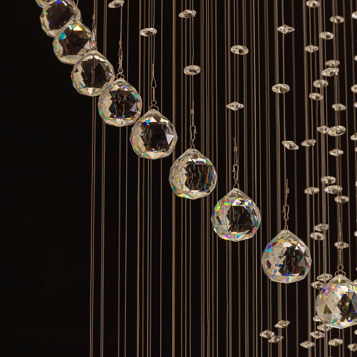 Lustre Spirale Métal Chrome Gouttes | Bela
