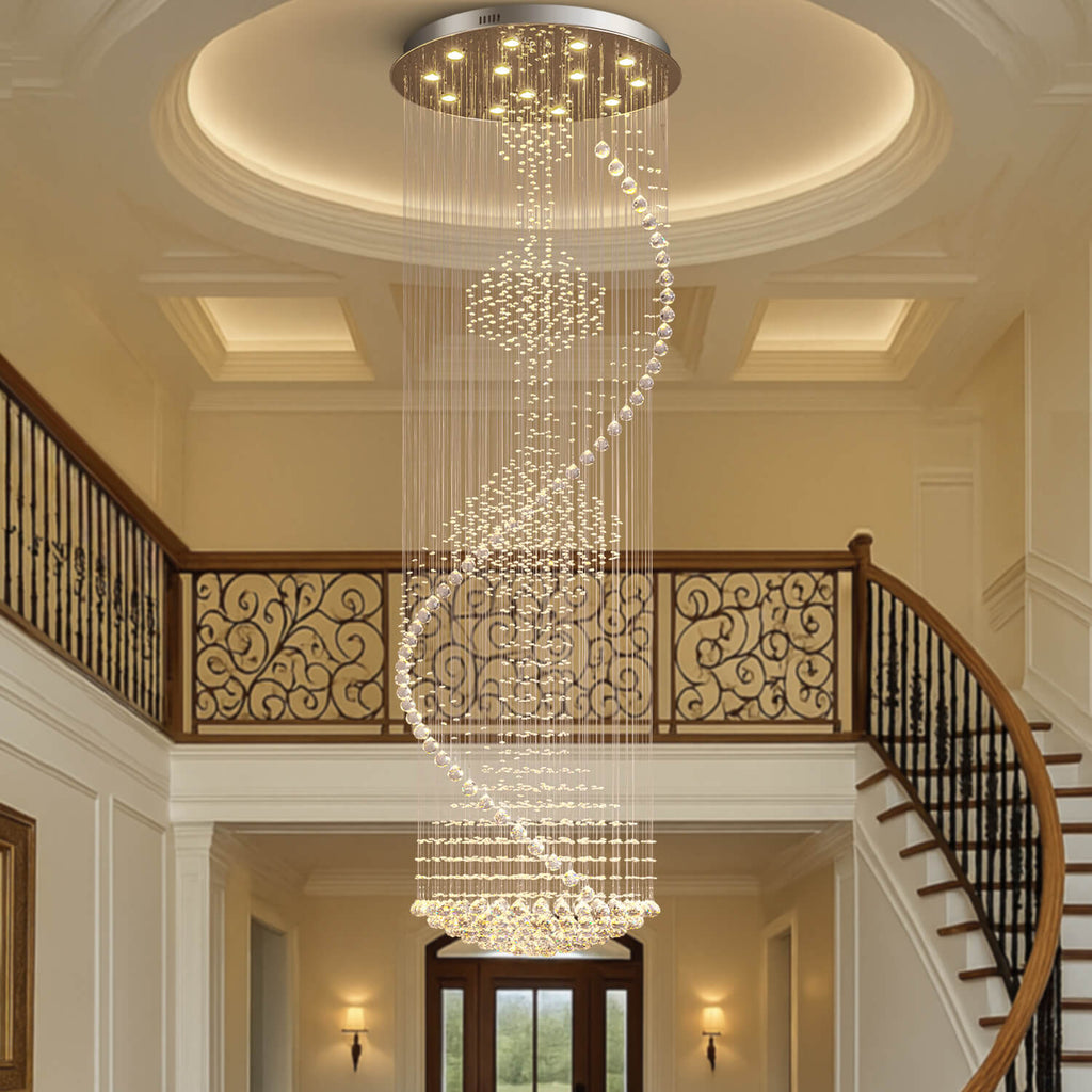 Lustre Spirale Métal Chrome Gouttes | Bela