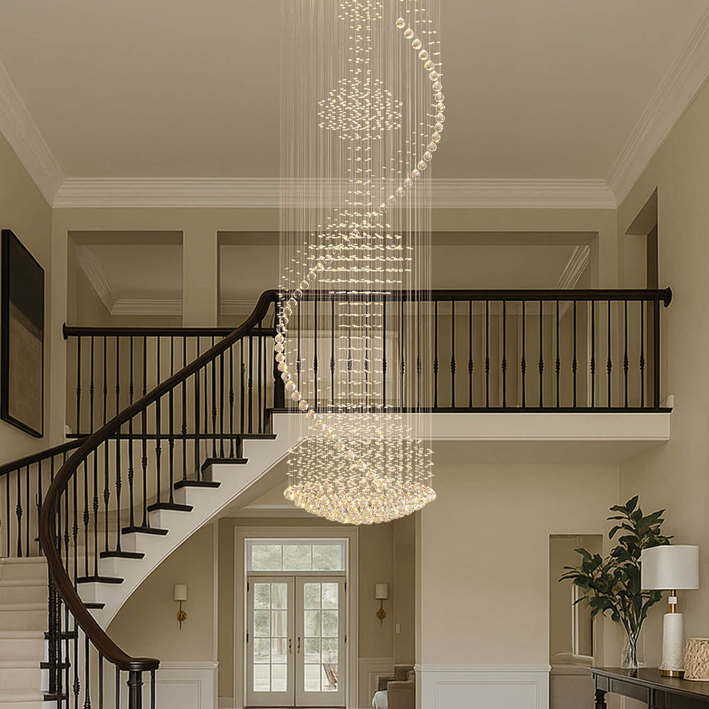 Lustre Spirale Métal Chrome Gouttes | Bela