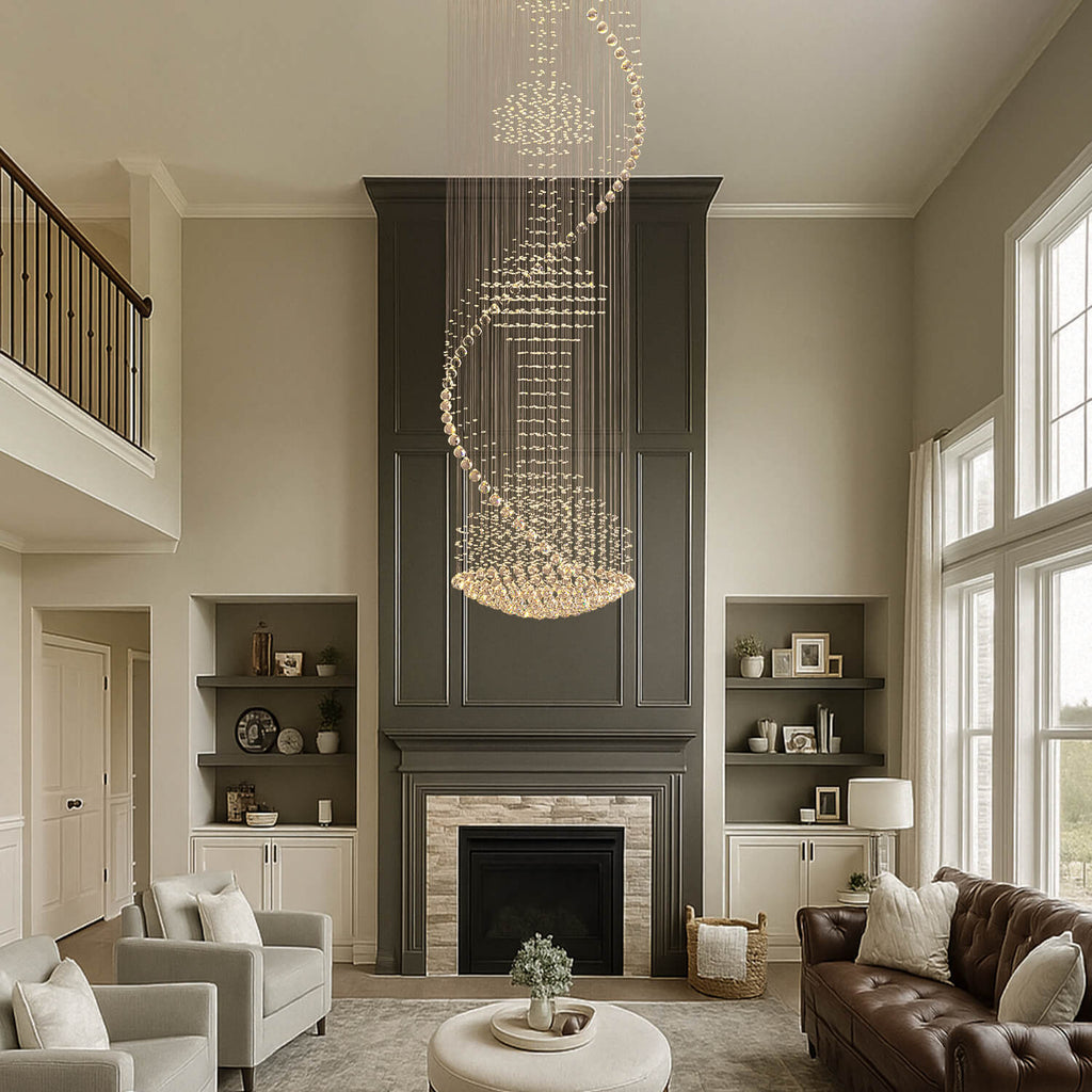 Lustre Spirale Métal Chrome Gouttes | Bela
