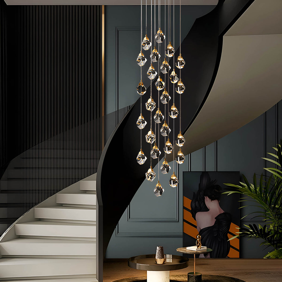 Lustre Cristal Gouttes Dorées | Zona