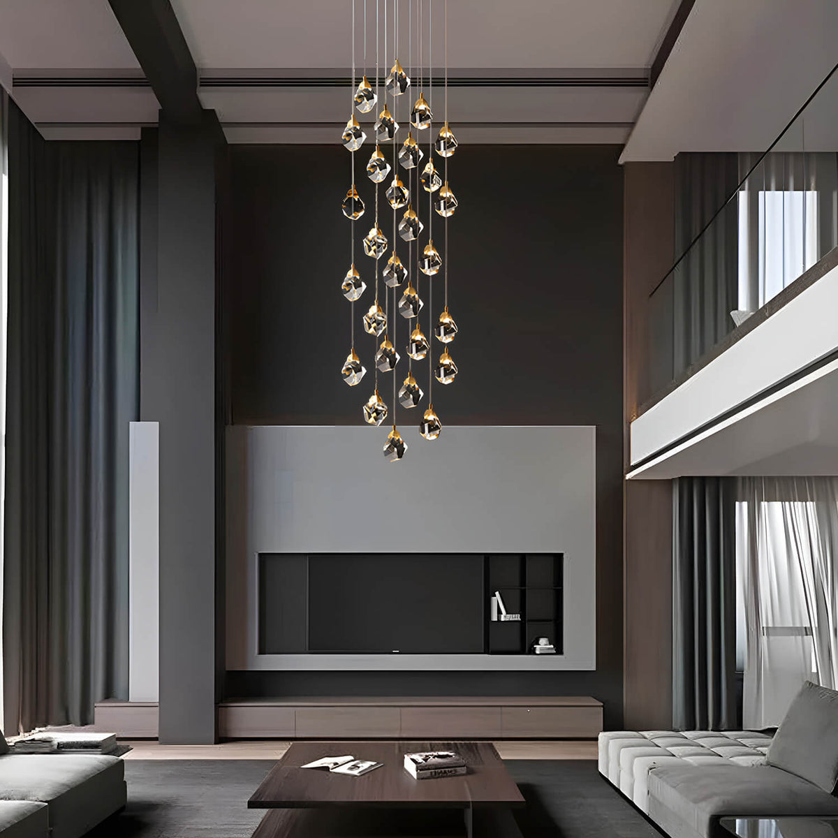 Lustre Cristal Gouttes Dorées | Zona