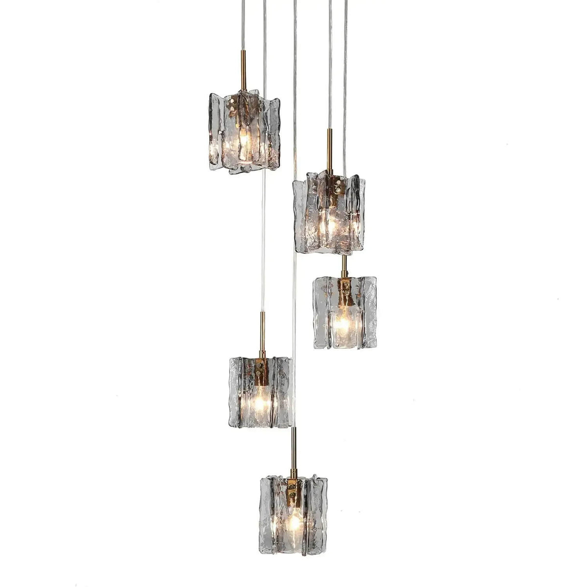 Lustre 5 Globes Verre Gris Moderne | Beta