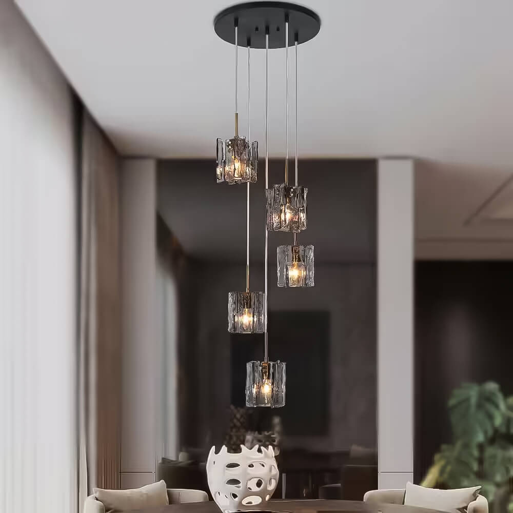 Lustre 5 Globes Verre Gris Moderne | Beta