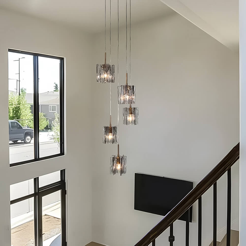 Lustre 5 Globes Verre Gris Moderne | Beta