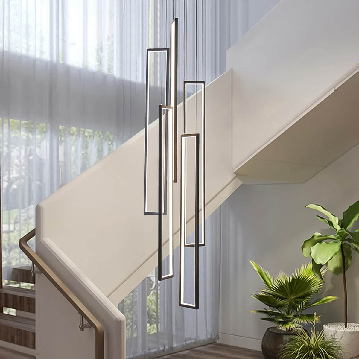 Lustre 5 Lumières LED Connecté Noir | Rimo