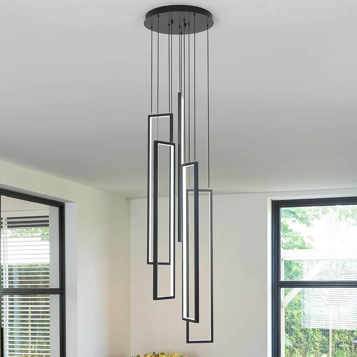 Lustre 5 Lumières LED Connecté Noir | Rimo