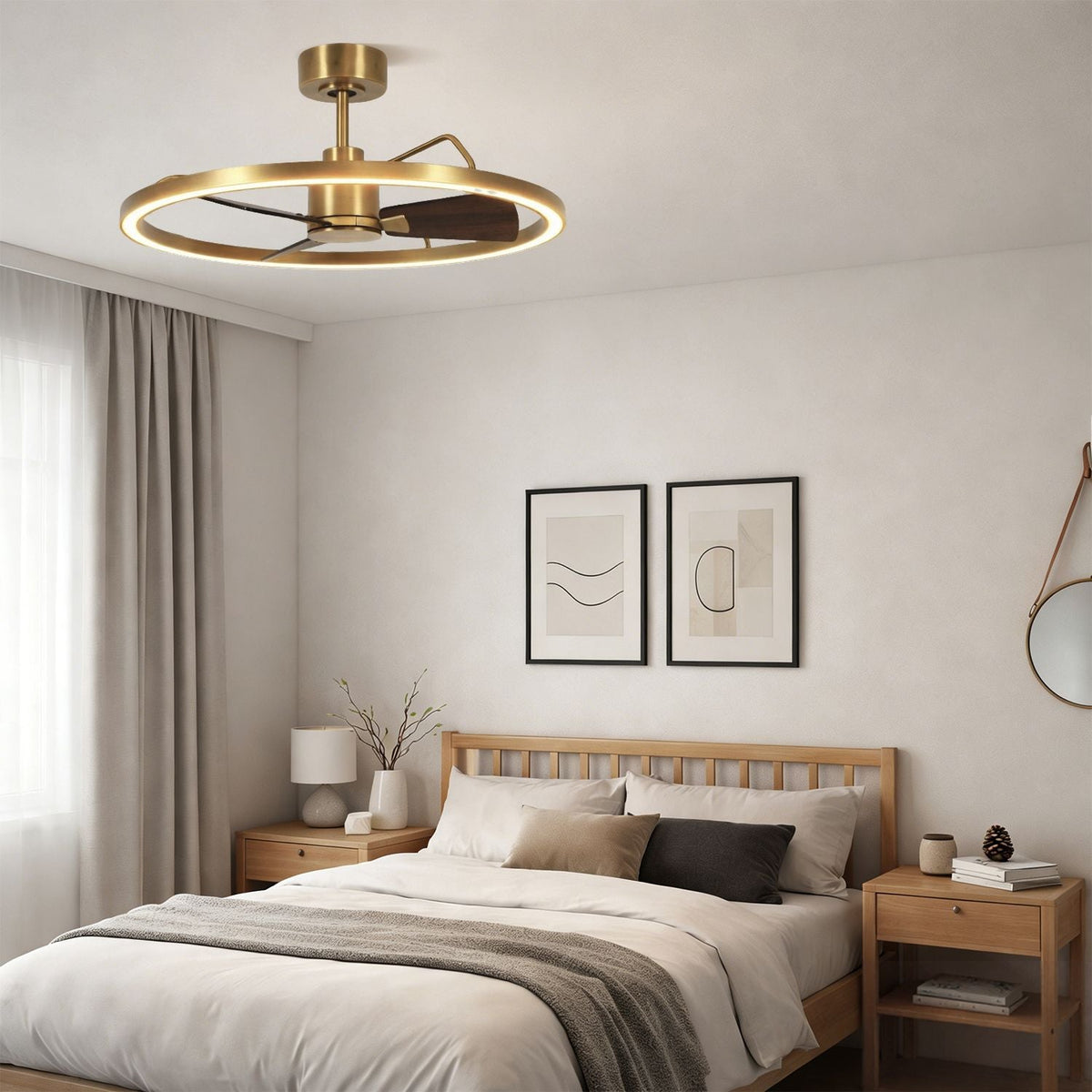 Plafonnier Ventilateur Anneau Laiton | Selo