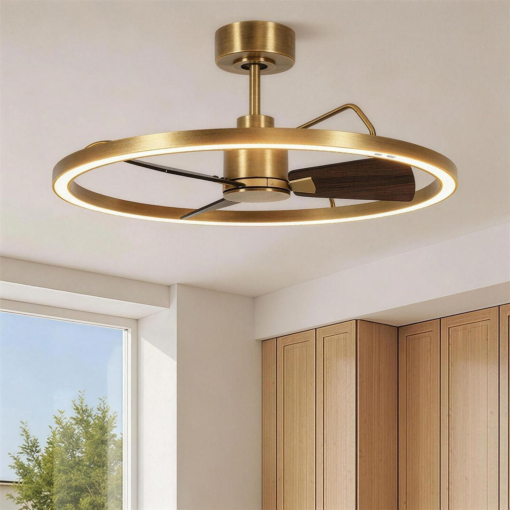 Plafonnier Ventilateur Anneau Laiton | Selo