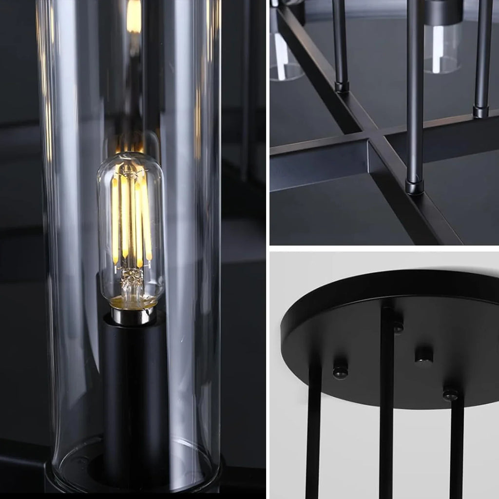 Lustre Tube Verre Transparent Doré | Fasa