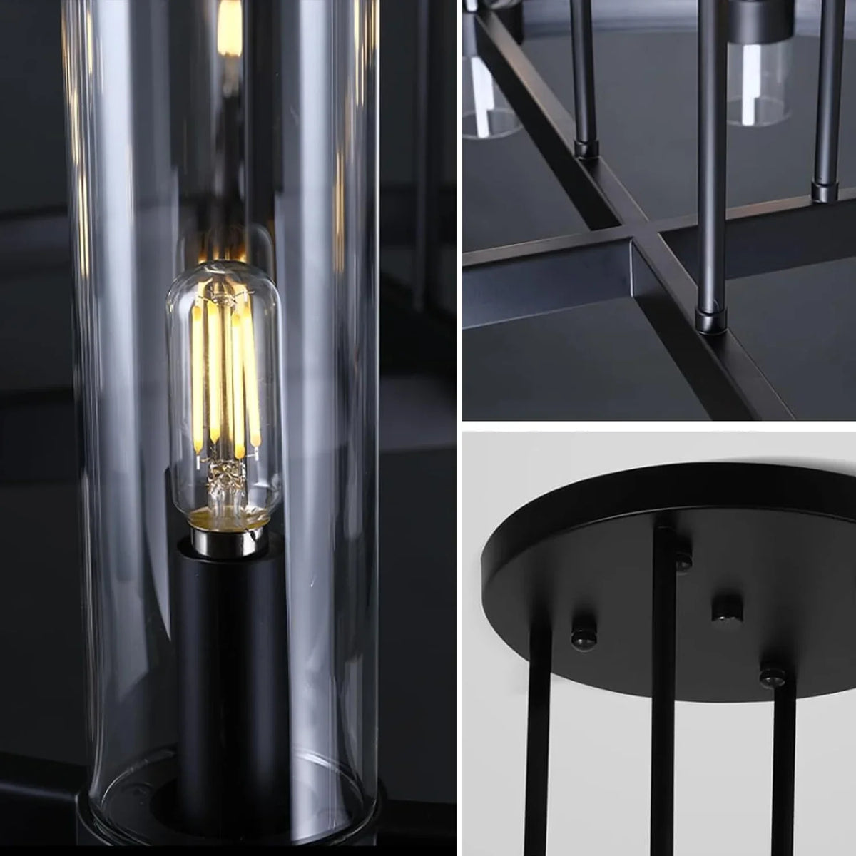 Lustre Tube Verre Transparent Doré | Fasa