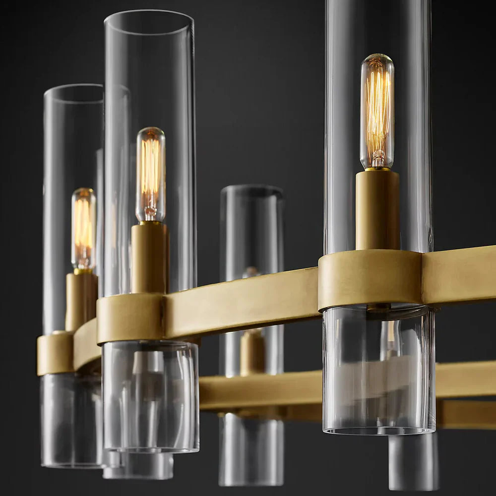 Lustre Tube Verre Transparent Doré | Fasa